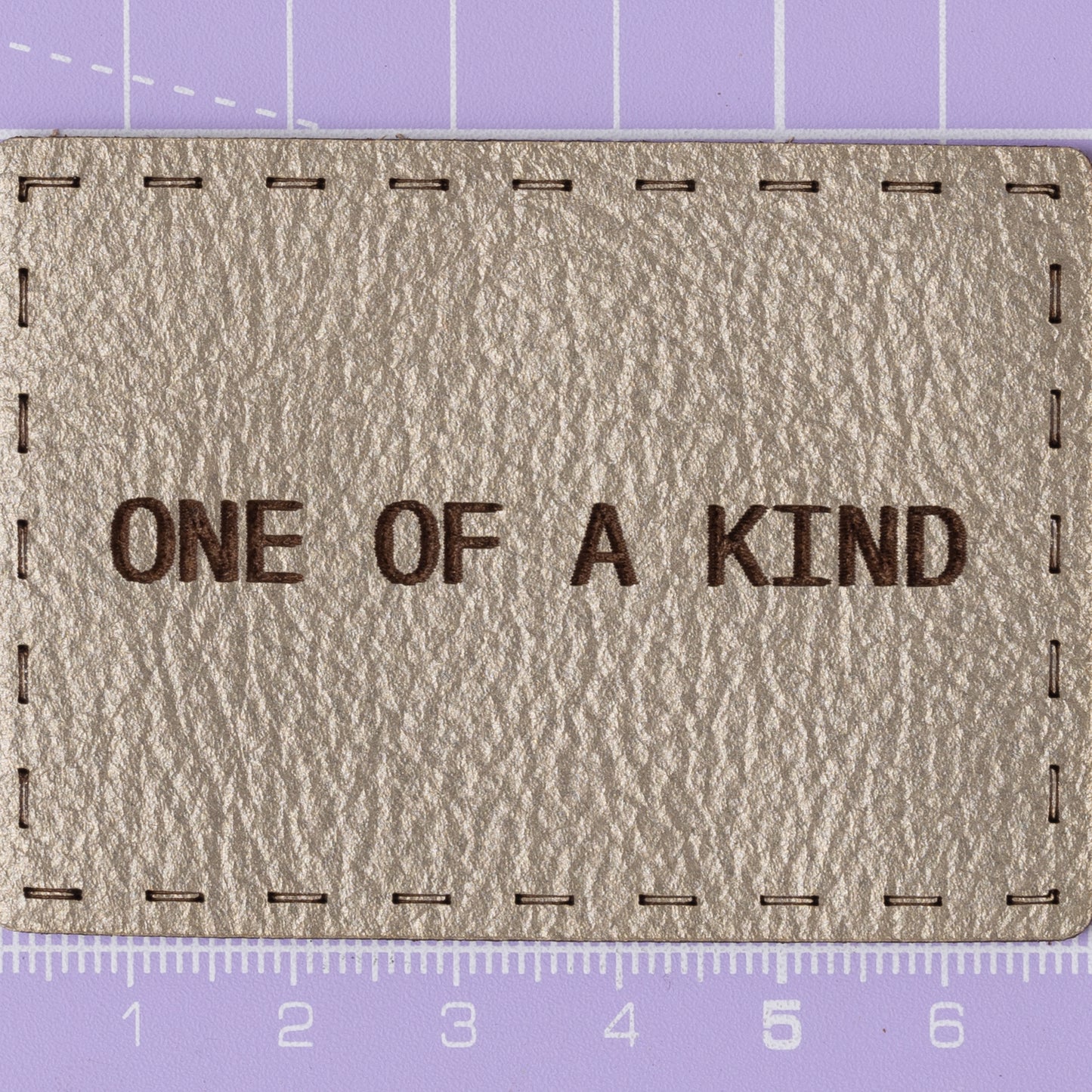 ONE OF A KIND Pack of 2 Leather Jeans Labels - Metallic Oyster
