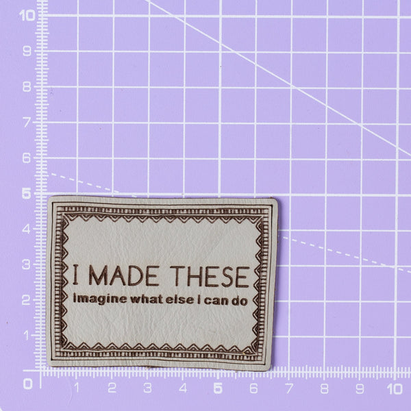 I MADE THESE - Pack of 2 Leather Jeans Labels - grey