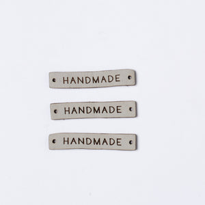 HANDMADE Pack of 3 Leather labels - grey