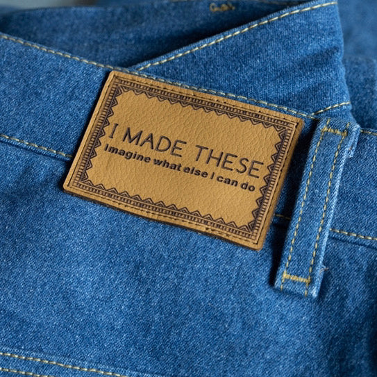 I MADE THESE - Pack of 2 Leather Jeans Labels - Mustard