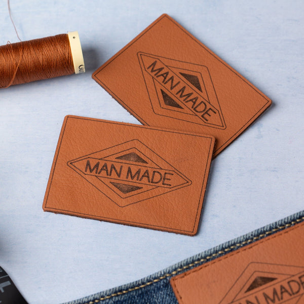 MAN MADE Pack of 2 Leather Jeans Labels - Whisky Tan