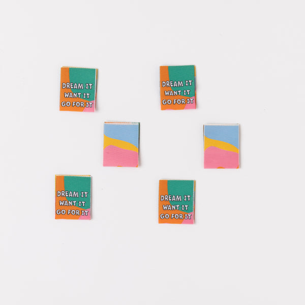 GO FOR IT Pack of 6 woven labels