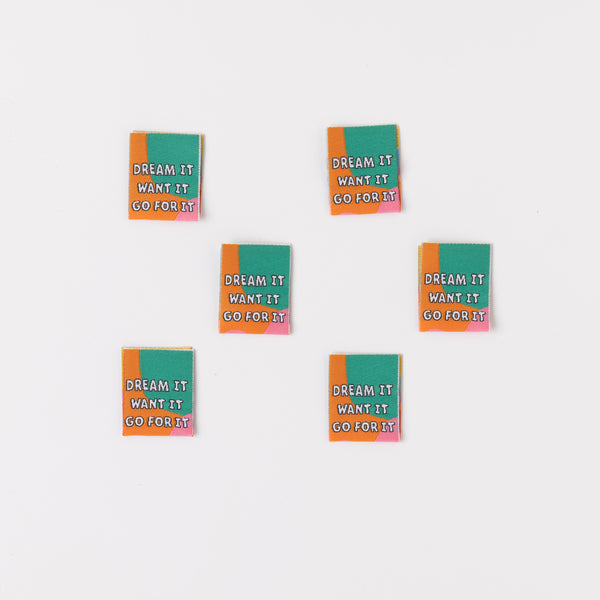 GO FOR IT Pack of 6 woven labels