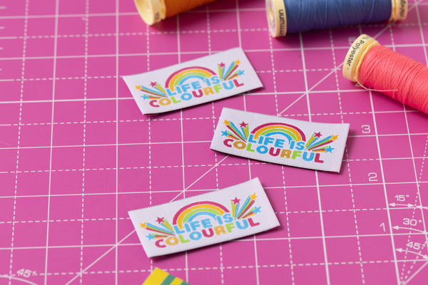 LIFE IS COLOURFUL Pack of 6 woven labels