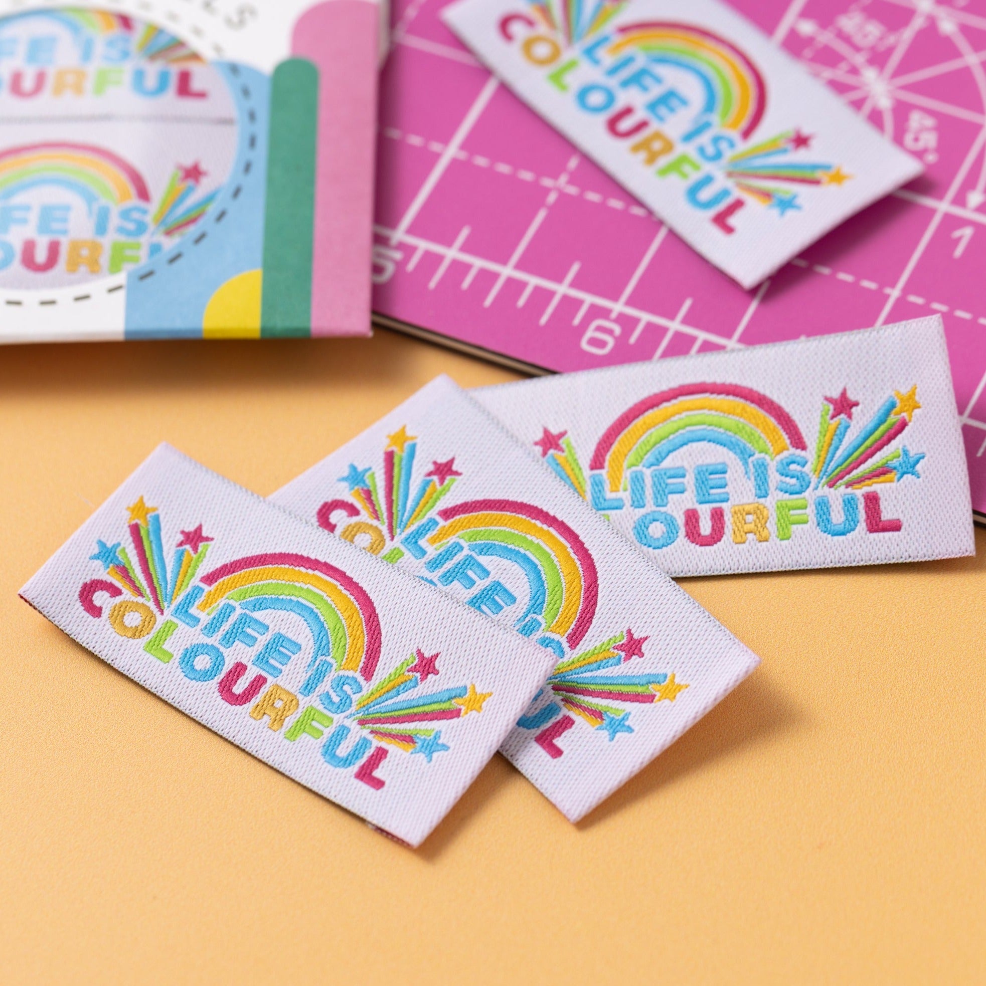 LIFE IS COLOURFUL Pack of 6 woven labels