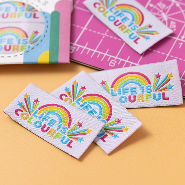 LIFE IS COLOURFUL Pack of 6 woven labels