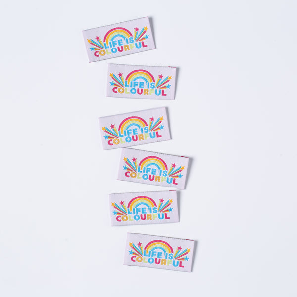 LIFE IS COLOURFUL Pack of 6 woven labels