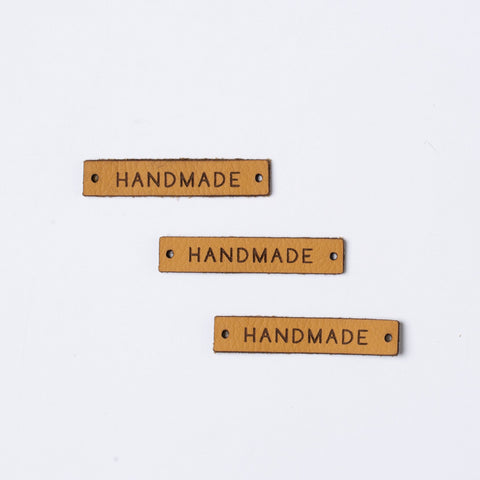 HANDMADE Pack of 3 Leather labels - Mustard
