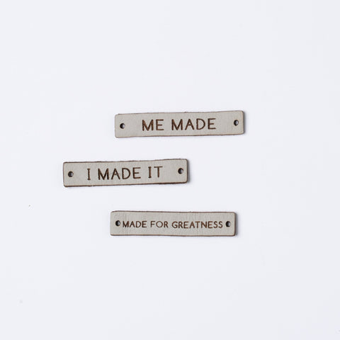 MADE COLLECTION Pack of 3 Leather labels - Grey