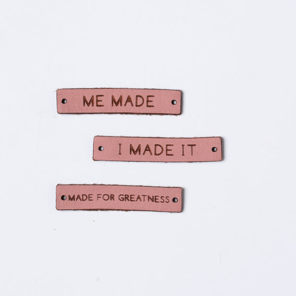 MADE COLLECTION Pack of 3 Leather labels - Dusky pink