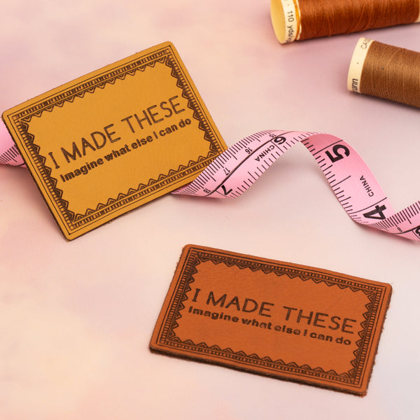 I MADE THESE - Pack of 2 Leather Jeans Labels - Whisky Tan