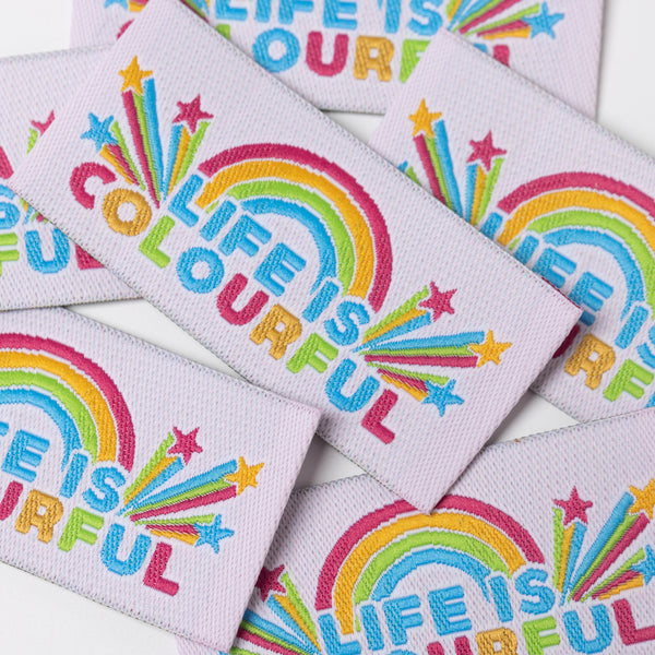 LIFE IS COLOURFUL Pack of 6 woven labels