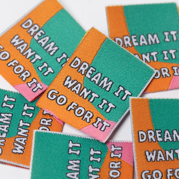 GO FOR IT Pack of 6 woven labels